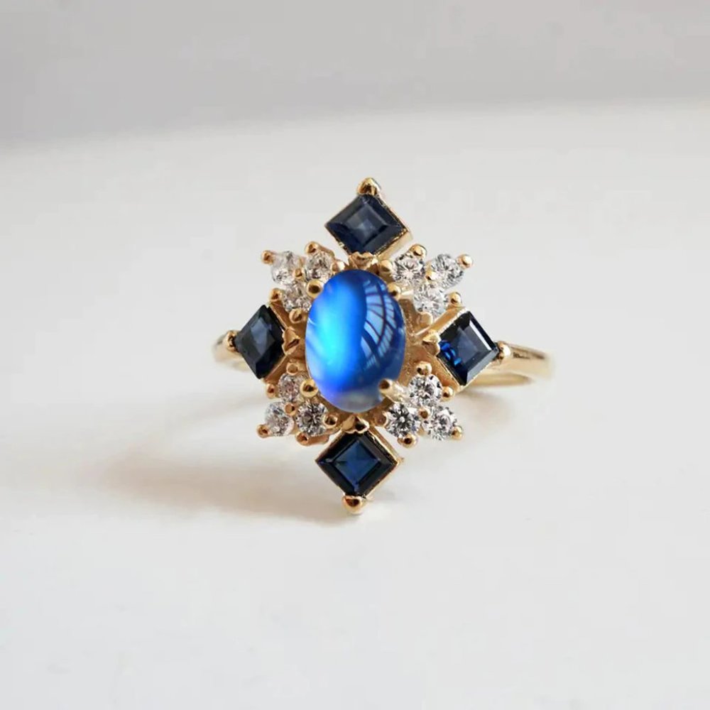 Moonstone and Square Rhinestones - Picture 3 of 4